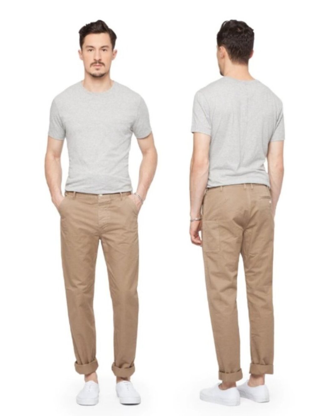 Paper Denim & Cloth Mens Khaki Chino Pants Cotton 36